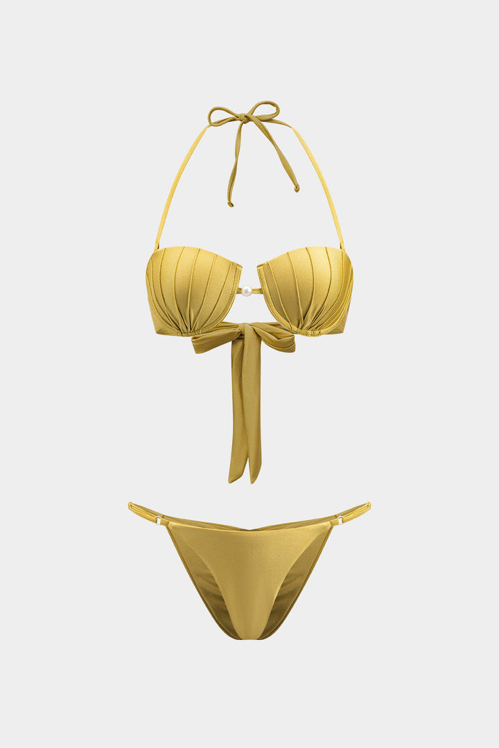 Sırt Dekolteli Bikini ve Mayo Eteği Pareo Takımı