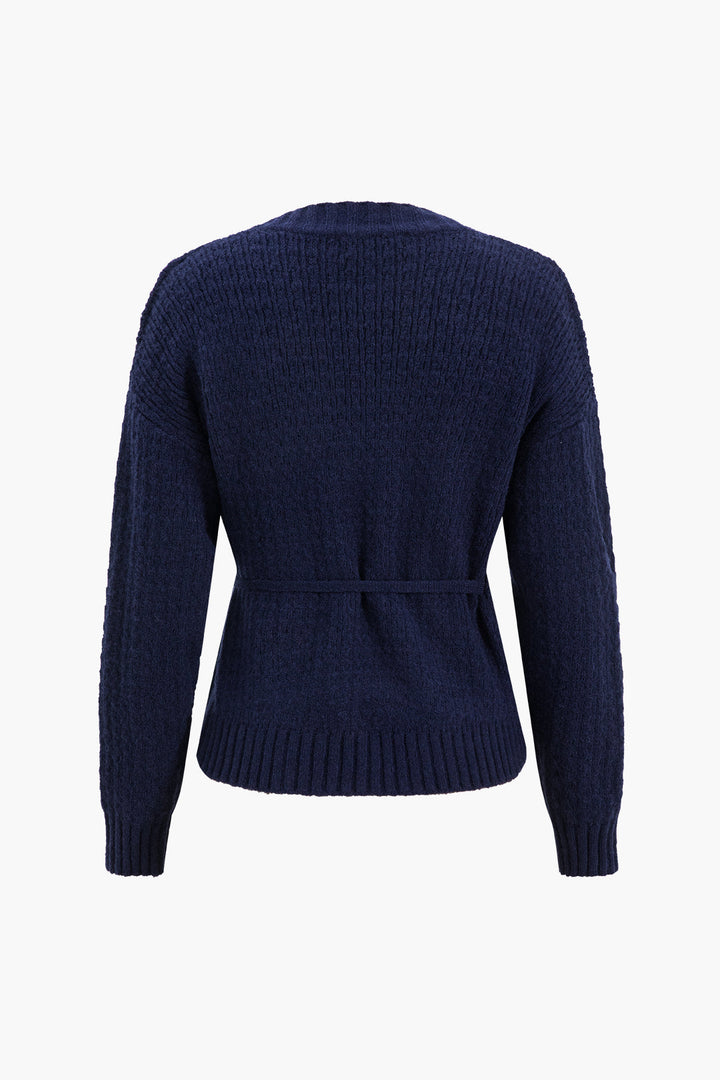 Örgü Düğmeli V Yaka Hırka