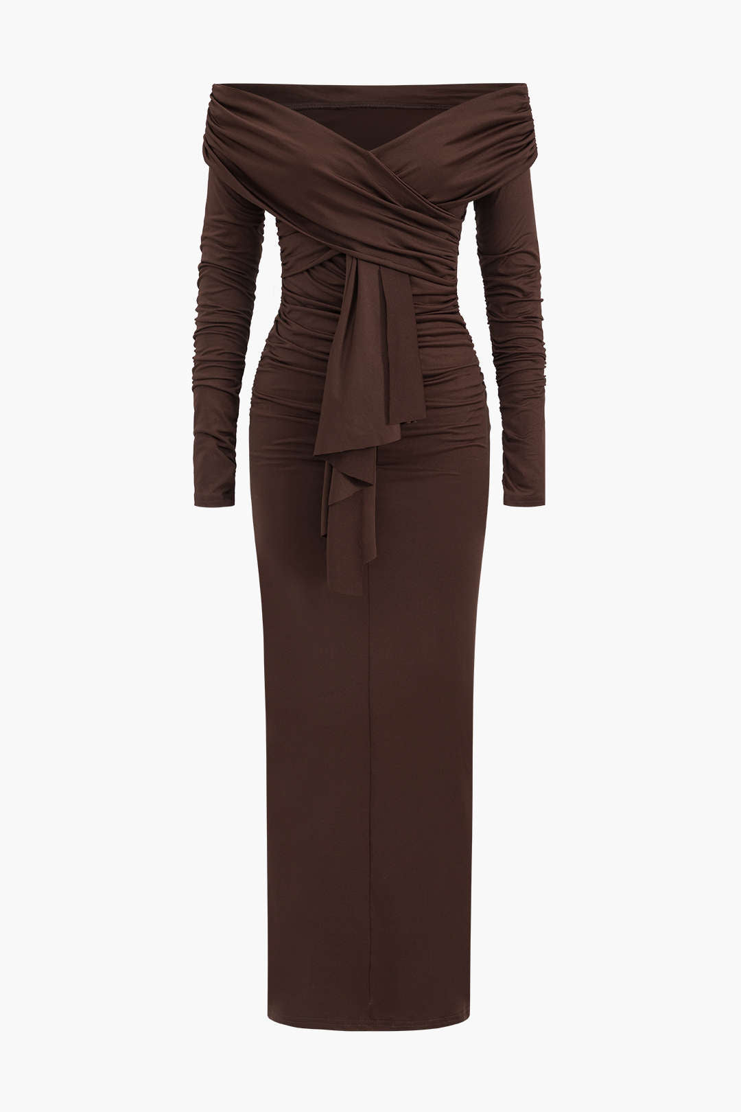 Omuzları Dantelli Drapeli maksi Elbise