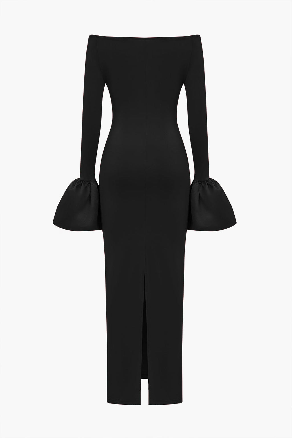 Katı Saten Düşük Omuz Yırtmaçlı maksi Elbise