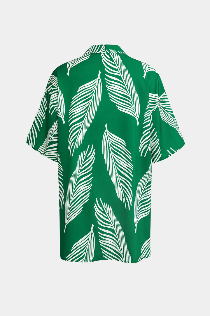 Yaprak Desenli Büzgülü Şort Takımı