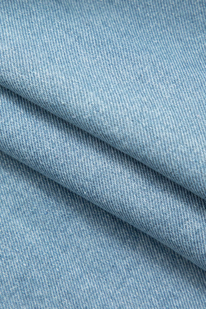 Asimetrik Düğmeli Kapaklı Cep Crop Denim Yelek