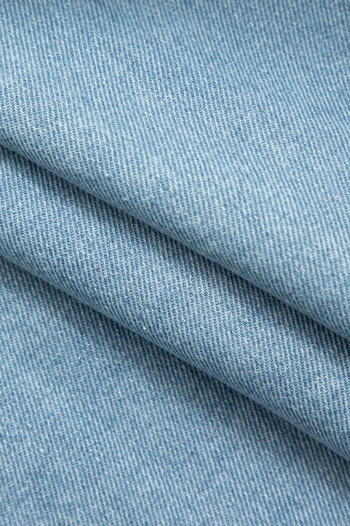 Asimetrik Düğmeli Kapaklı Cep Crop Denim Yelek