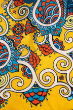 Desenli Kontrast Renk Bloklu Bağlamalı Bikini Takımı