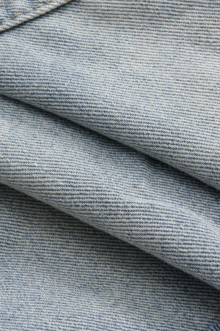 Denim Yüksek Belli Cepli Şort