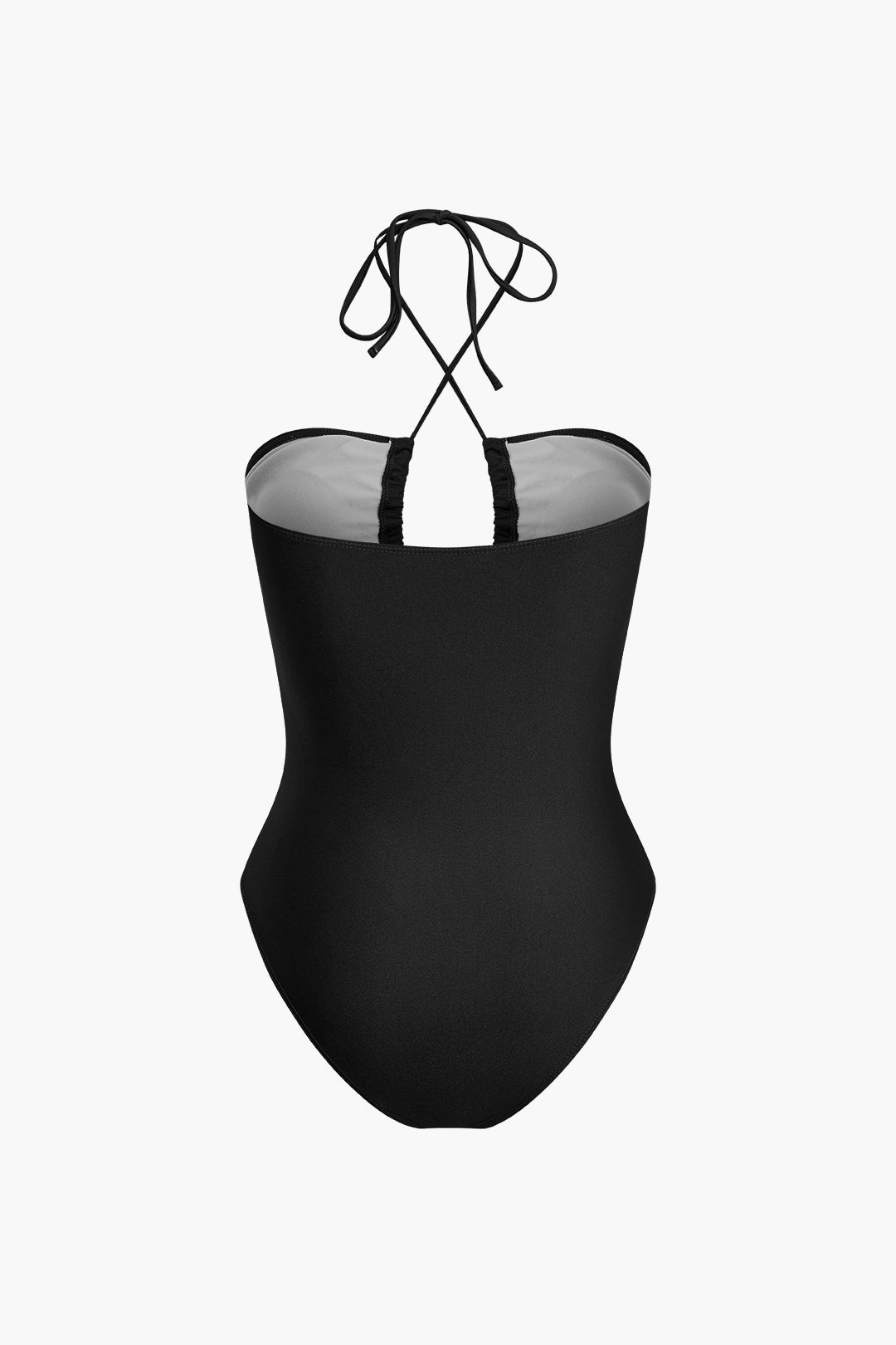 Karın Kontrol Bağcıklı Halter Büzgülü Tek Parça Mayo