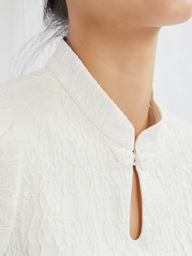 Düğme Yaka Midi Elbise