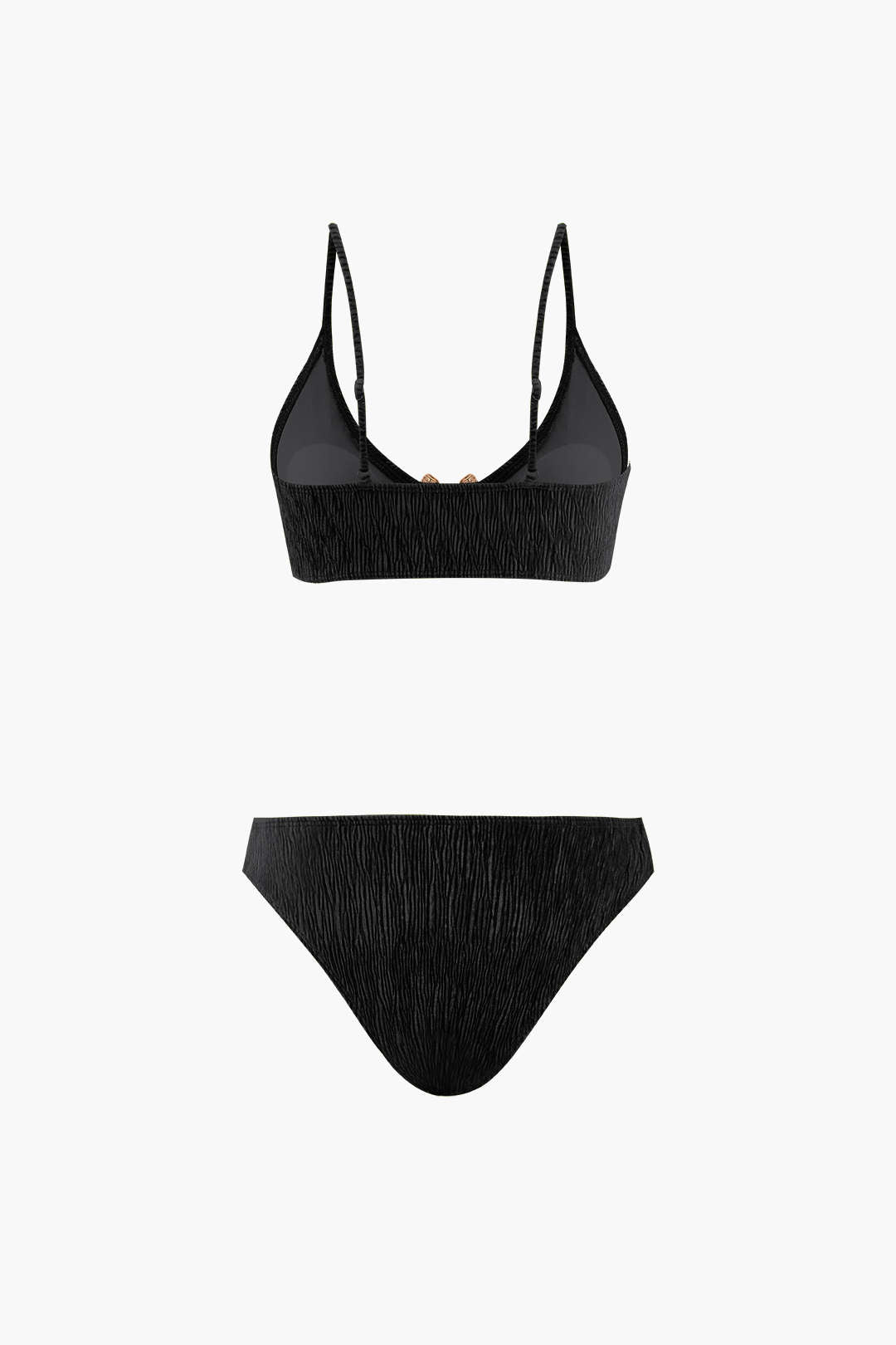 Kadife Dokulu U Yüzük Bikini ve Mayo Eteği Pareo 3 Parça Takım
