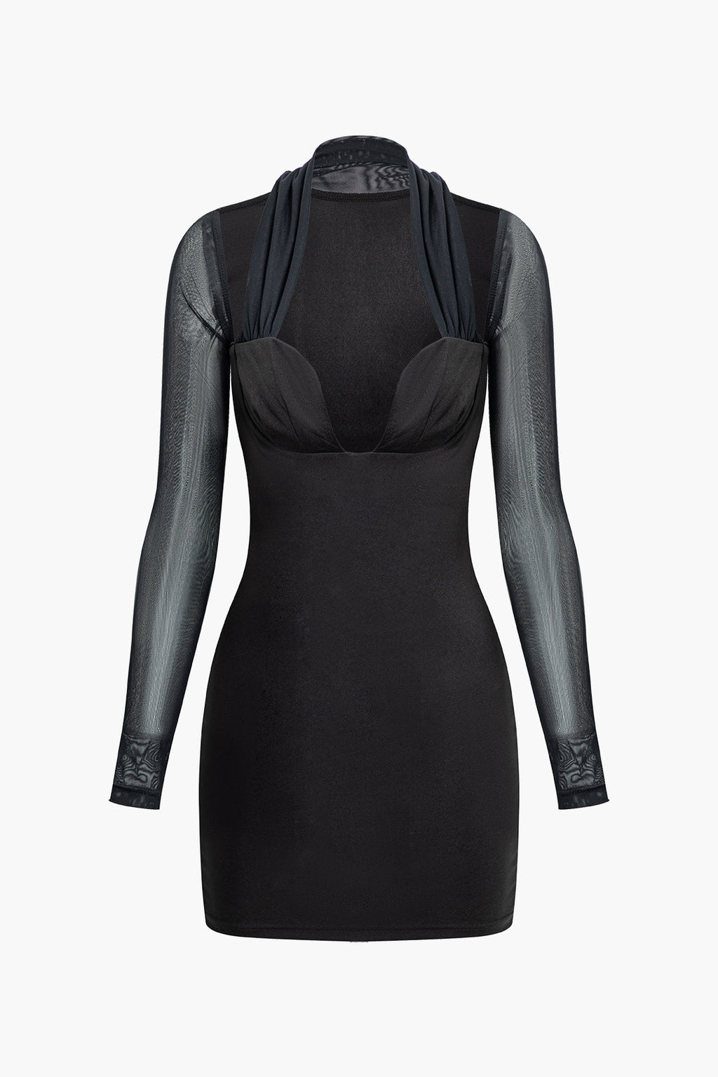 Patchwork File Dantelli V Yaka Mini Elbise