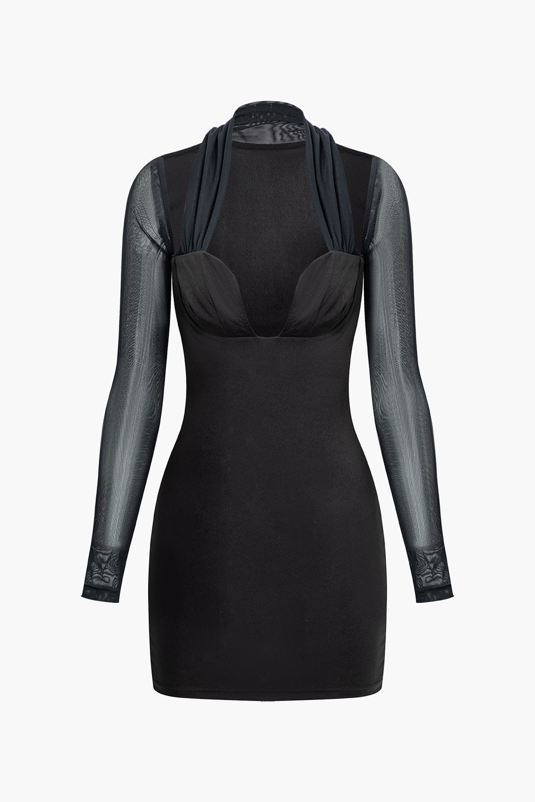 Patchwork File Dantelli V Yaka Mini Elbise