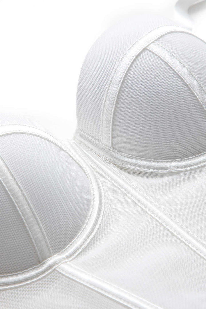 Tül Saten Bağlamalı Büstiyer Slip Atlet