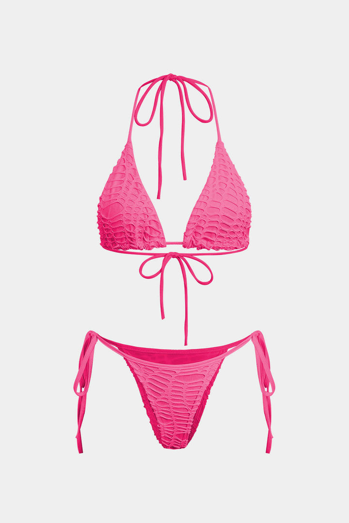 Halter Yaka Bikini ve Mayo Eteği Pareo Takımı