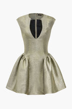 Simli V Yaka Mini Elbise