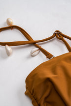 Kontrast Kabuk Dekorlu Kırışık Bikini Takımı