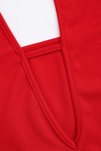 Yama Detaylı Sırt Dekolteli Halter Yaka Kolsuz Mini Elbise