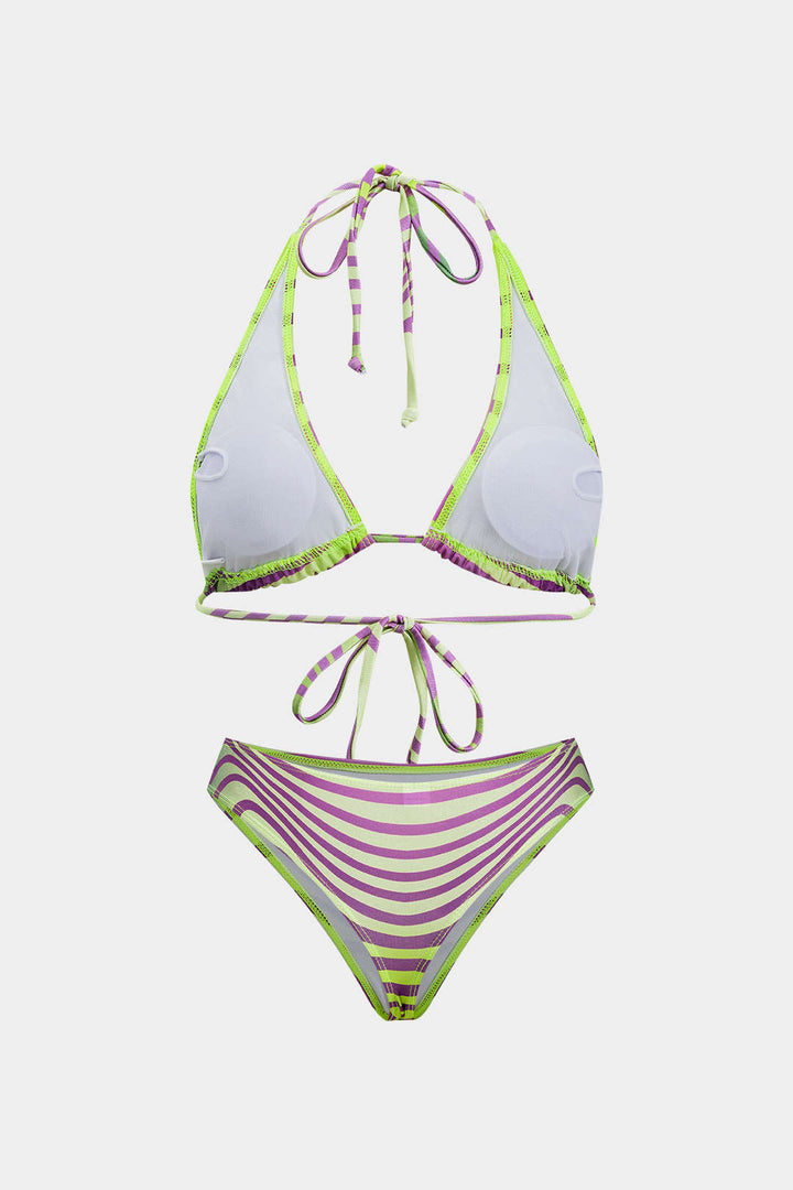 Renk Bloklu Bağcıklı Bikini Takımı