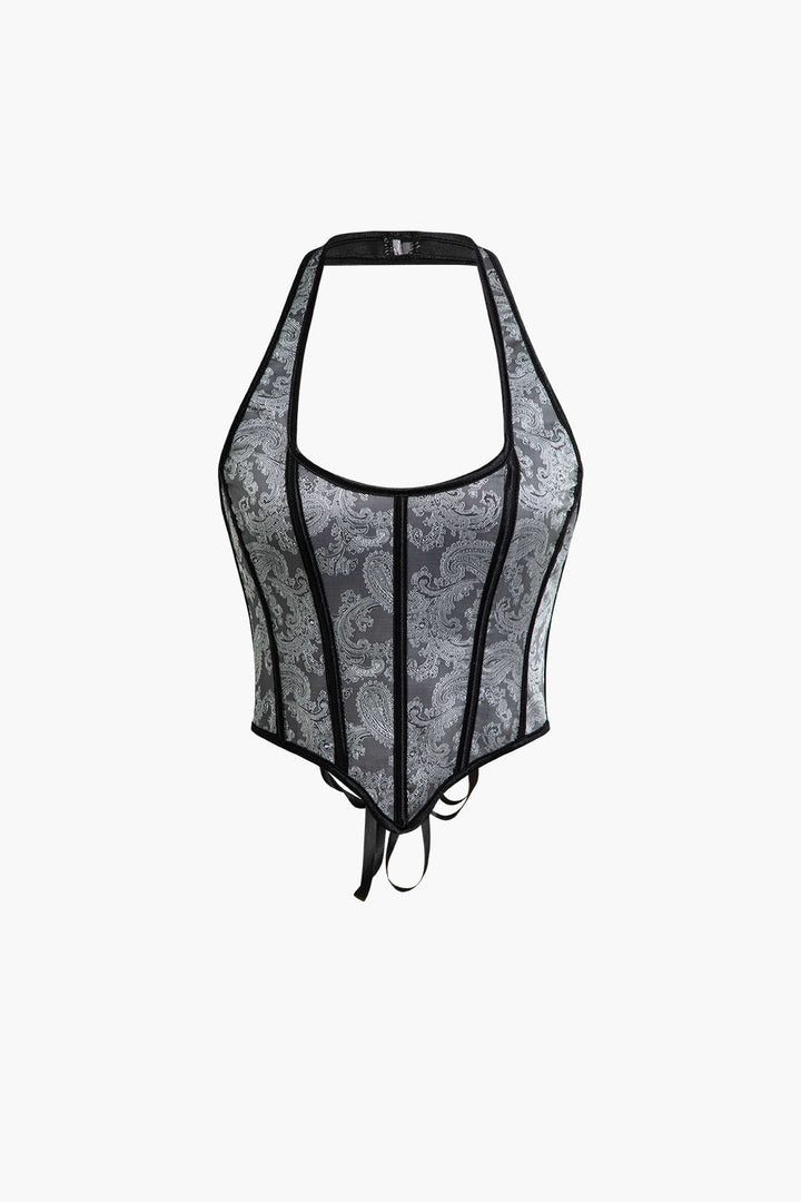 Jakar Bağlamalı Halter Korsaj Üst