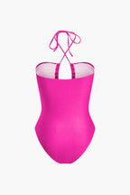 Karın Kontrol Bağcıklı Halter Büzgülü Tek Parça Mayo