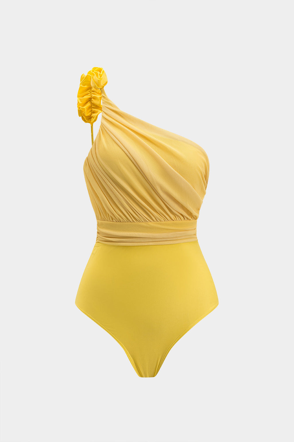 Patchwork Tek Omuz Karın Kontrolü Tek Parça Mayo