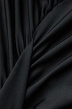 Yuvarlak Yaka Dantelli Yırtmaçlı Uzun Kollu maksi Elbise