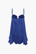 V-Yaka Taş Detaylı Mini Elbise