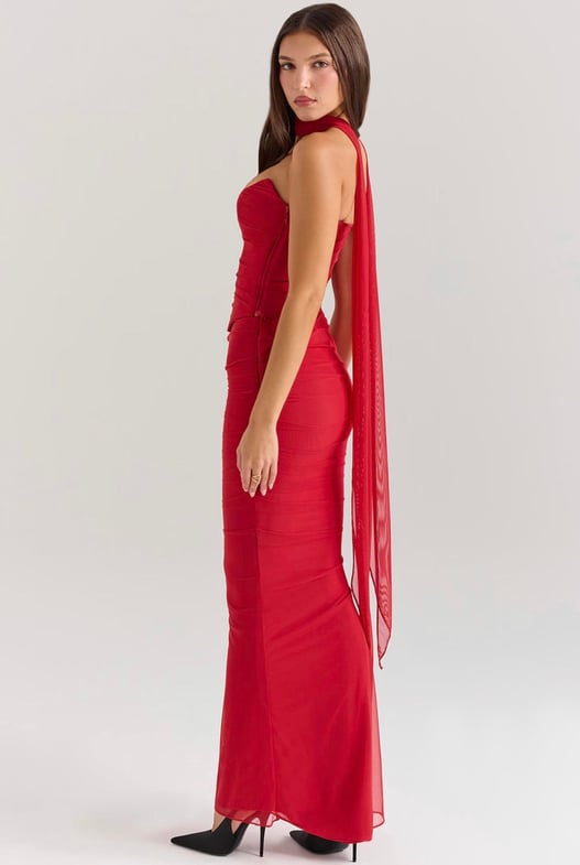 Boynu Bağ Detaylı Drapeli Takım