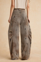 Eskitilmiş Denim Barrel Kot