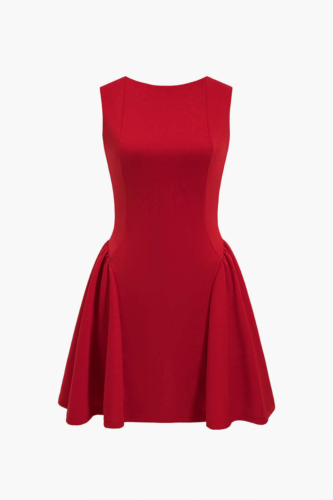 Düğmeli Sırtı Açık Kısa Kollu Mini Elbise