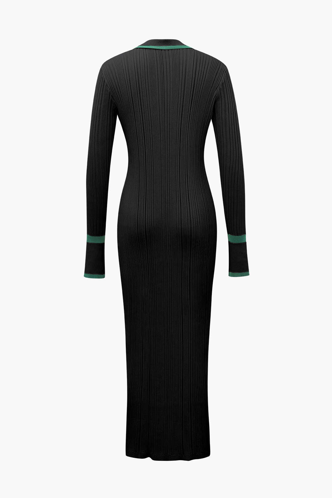 Kontrast Kenarlı Düğmeli Örme maksi Elbise