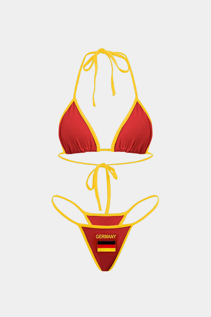 Nakışlı Kontrast Bikini Takımı
