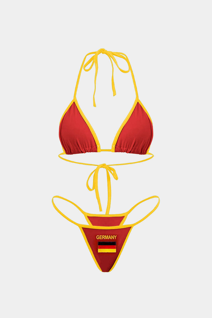 Nakışlı Kontrast Bikini Takımı