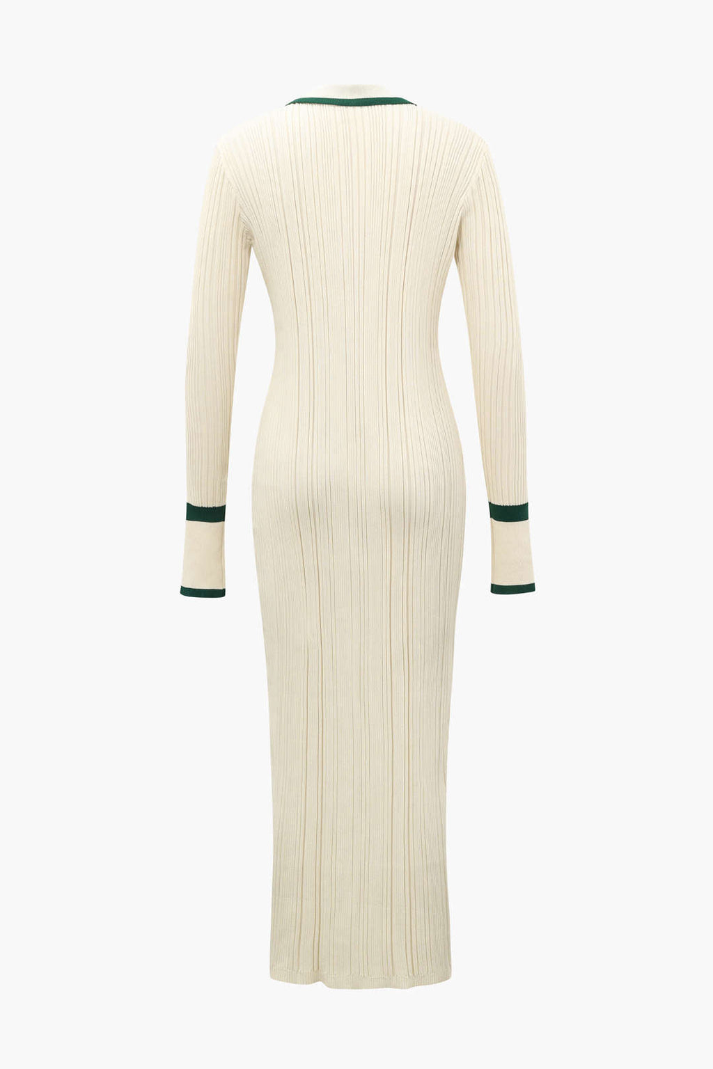 Kontrast Kenarlı Düğmeli Örme maksi Elbise