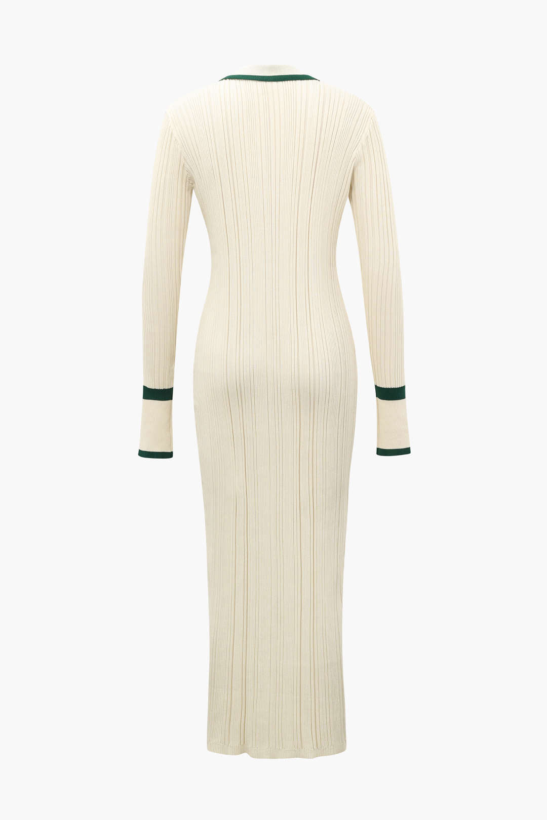 Kontrast Kenarlı Düğmeli Örme maksi Elbise