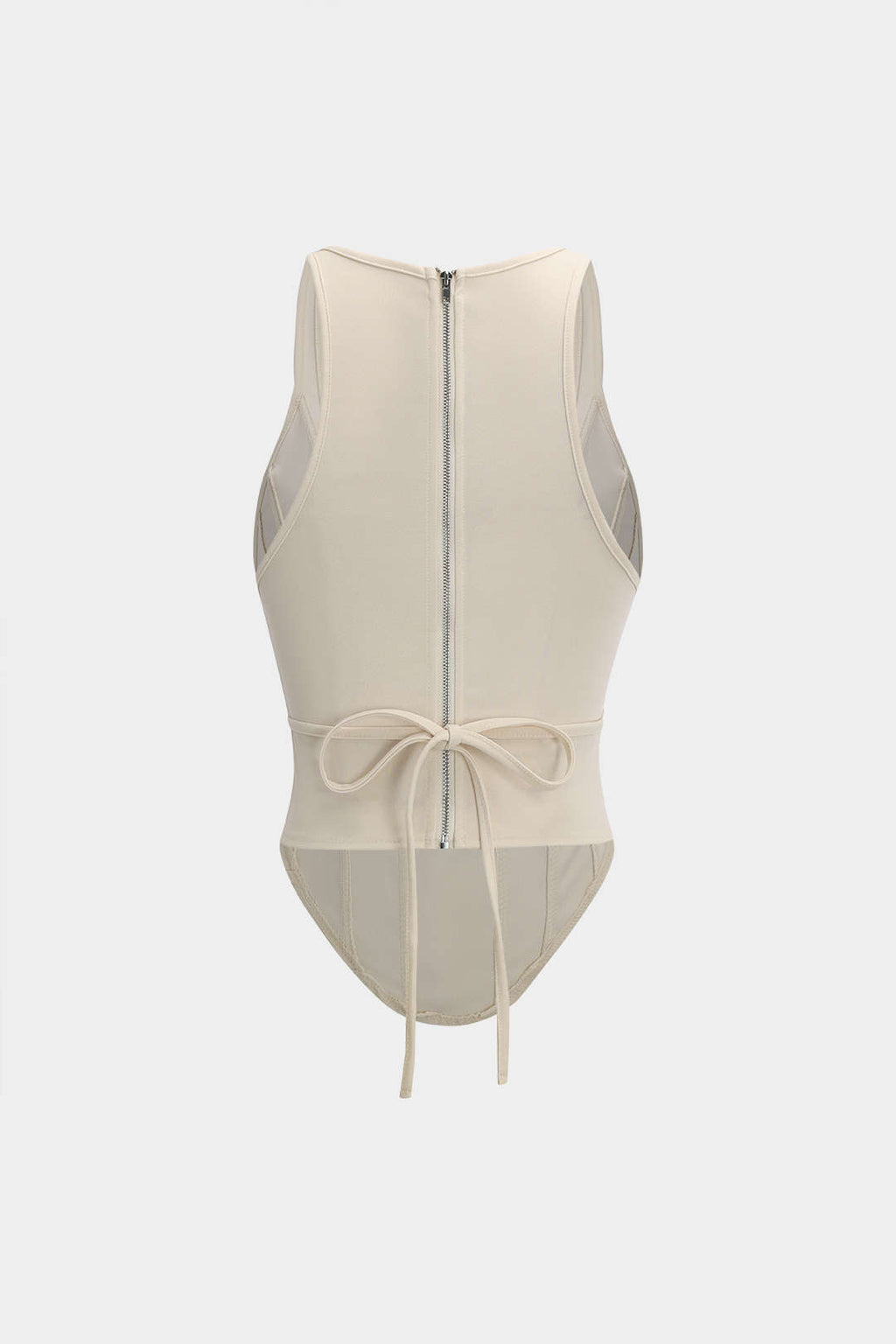 Fermuarlı Bağlamalı Korseli Bel Tank Top