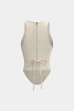 Fermuarlı Bağlamalı Korseli Bel Tank Top