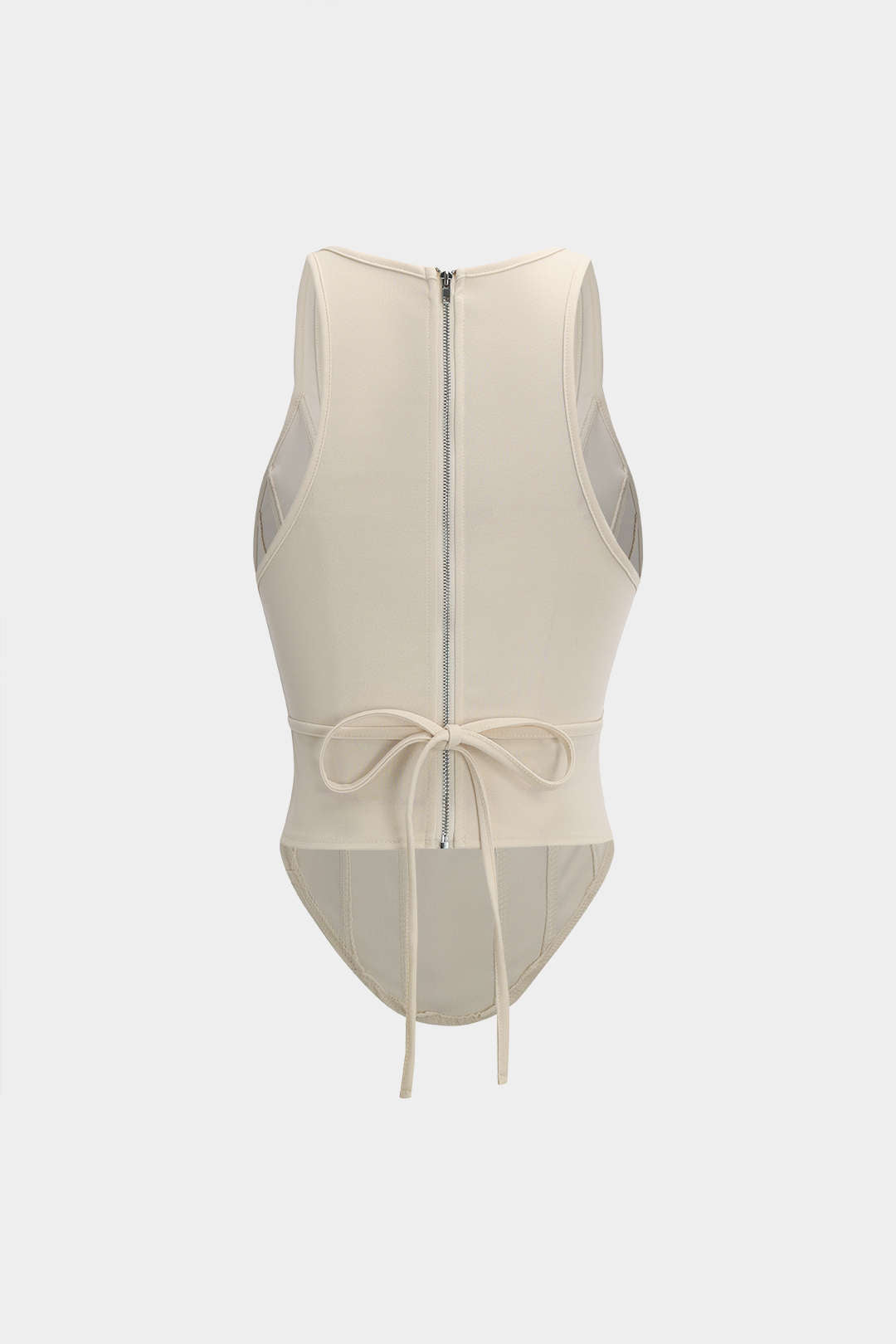 Fermuarlı Bağlamalı Korseli Bel Tank Top