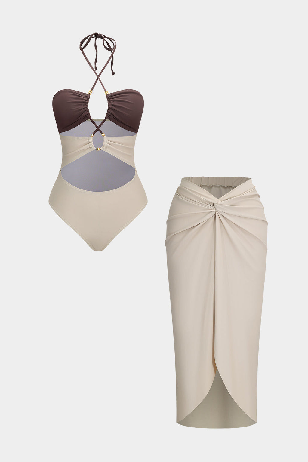 Karın Kontrolü  Mayo ve Mayo Eteği Pareo Takım