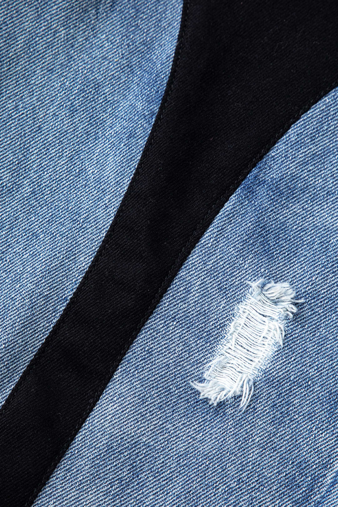 Denim Patchwork Düz Paça Kot