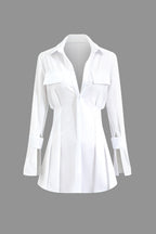 Katı Dantelli Gömlek Mini Elbise