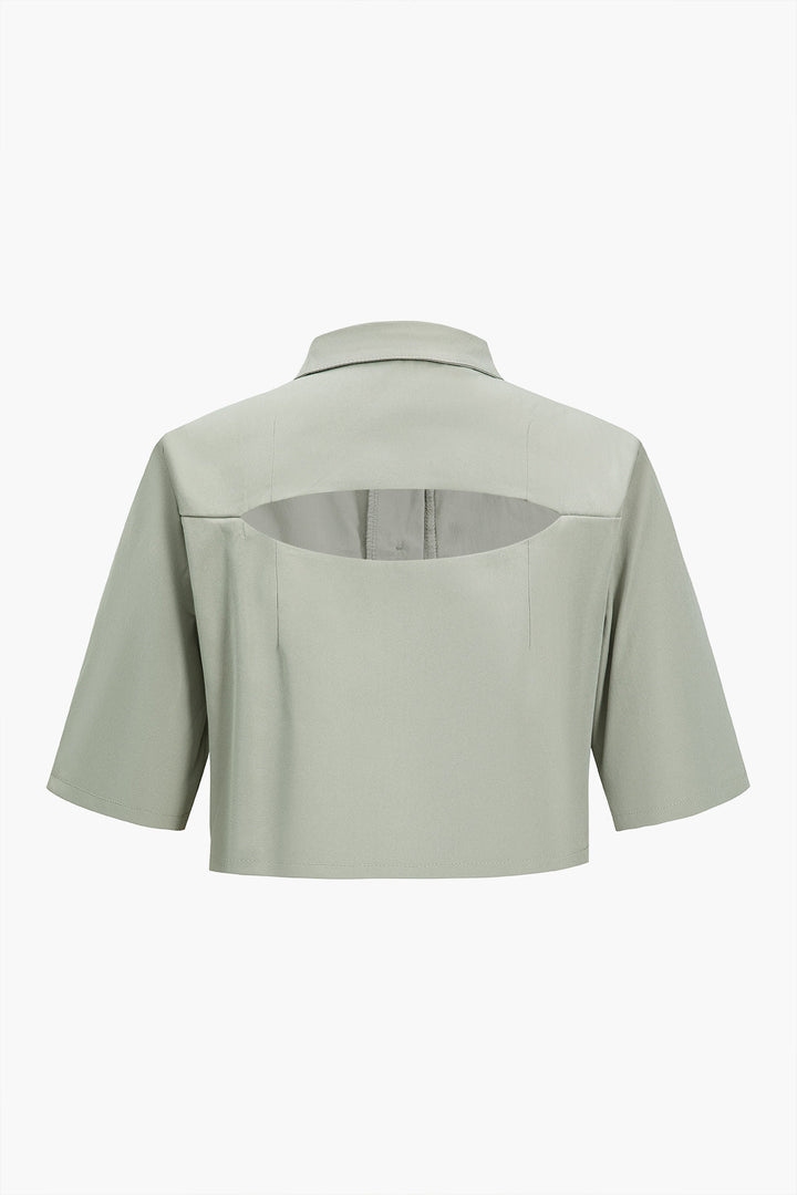 Maleta crop ceket ve Fermuar Detaylı Pantolon Takım