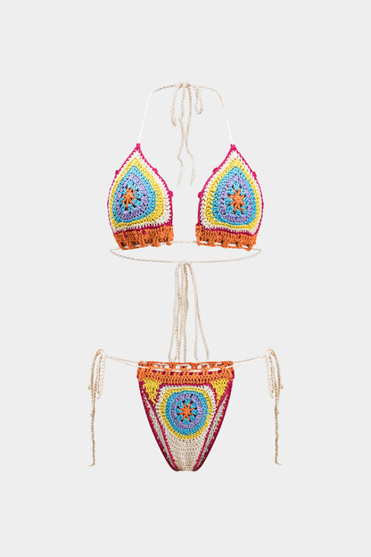 Örgü Askılı Sırtı Açık Bikini Takımı