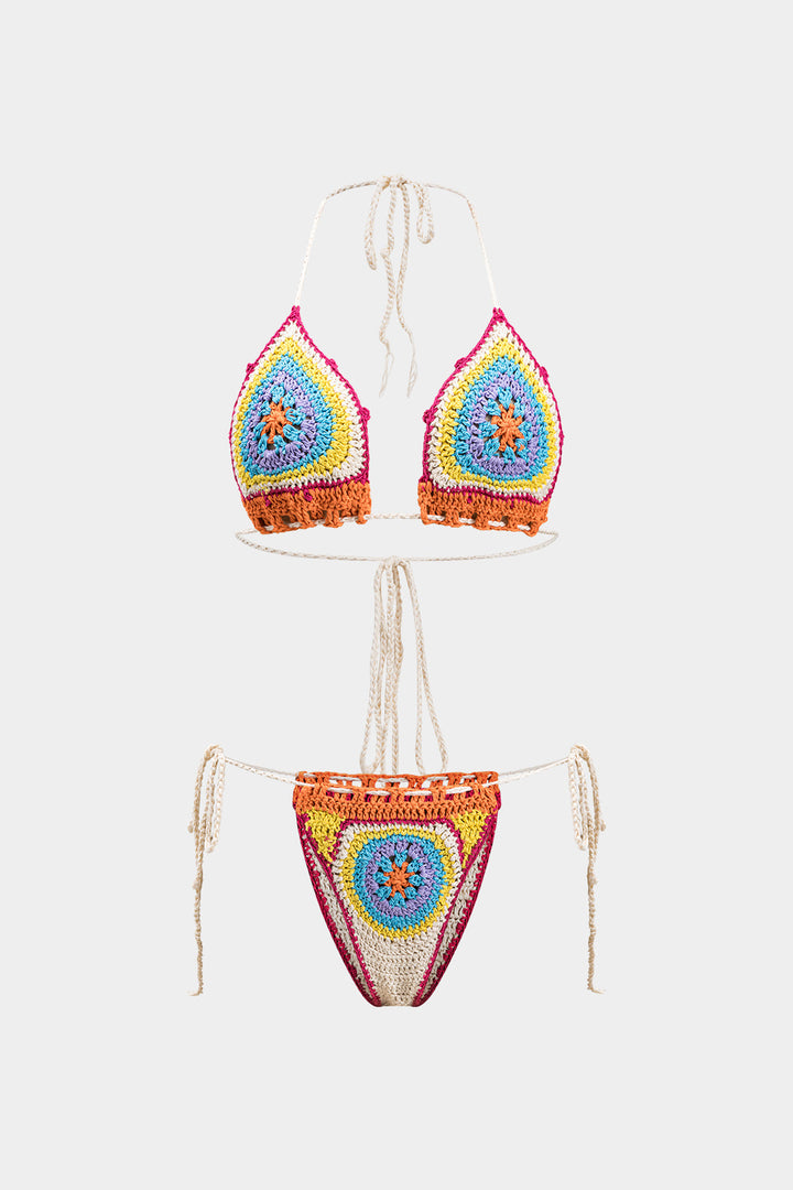 Örgü Askılı Sırtı Açık Bikini Takımı
