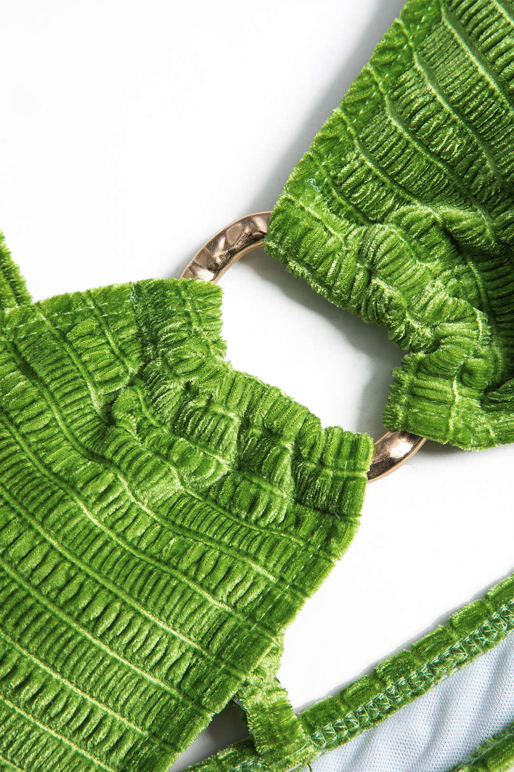 Kadife Dokulu Bikini ve Mayo Eteği Pareo 3 Parça Takım