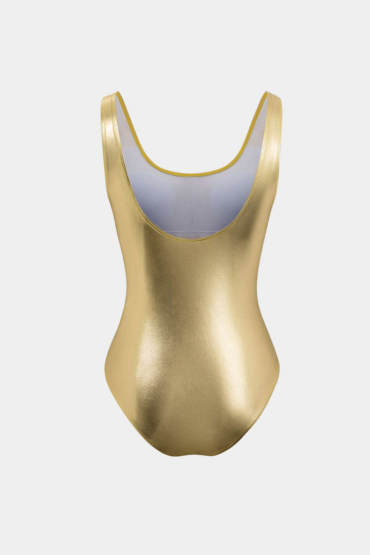 Tummy Control Metalik Yuvarlak Yaka Tek Parça Mayo