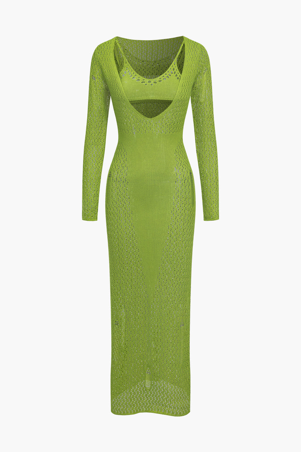 Sütyen Takımlı Uzun Kollu Örgü maksi Elbise