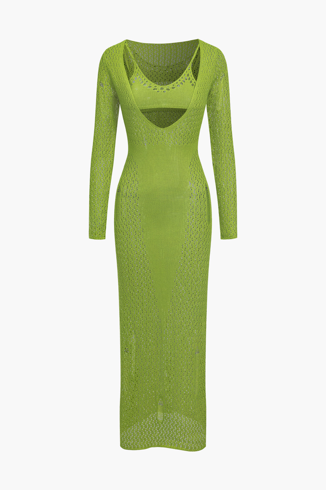 Sütyen Takımlı Uzun Kollu Örgü maksi Elbise