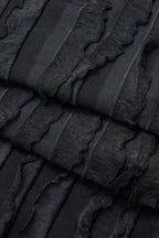 Düşük Omuzlu Dokulu Düğmeli Yırtmaçlı Uzun Kollu maksi Elbise