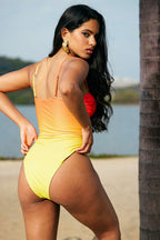 Kontrast Metalik Büzgülü Kesik Detaylı Karın Toparlayıcı Tek Parça Mayo