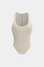 Fermuarlı Bağlamalı Korseli Bel Tank Top