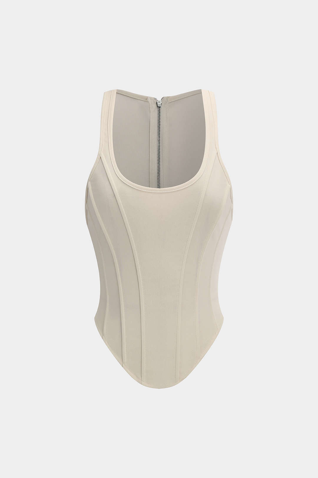 Fermuarlı Bağlamalı Korseli Bel Tank Top